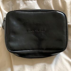 NEW black leather make up bag with compartments Trish McEvoy